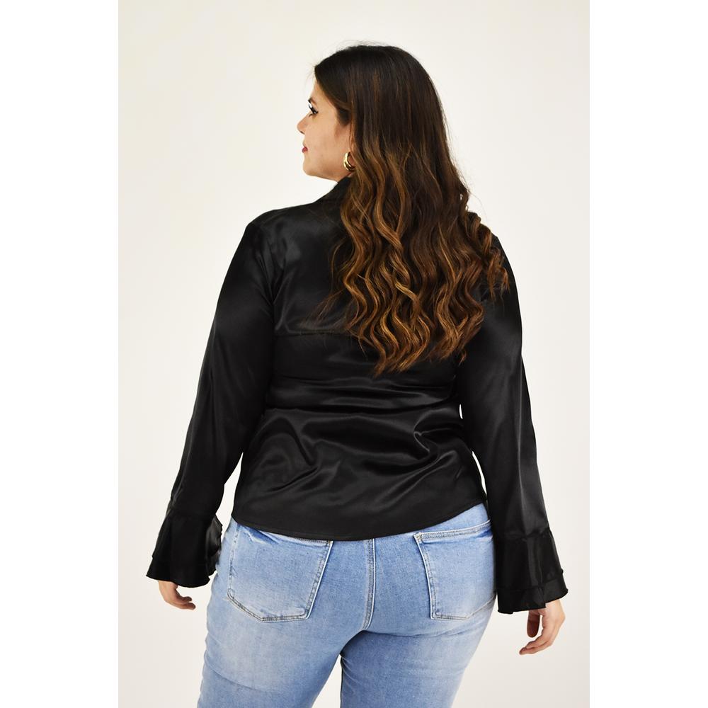 Foto 4 pulgar | Blusa Manga Poeta Roman Fashion /tallas Extras, 1010 (negro) Negro