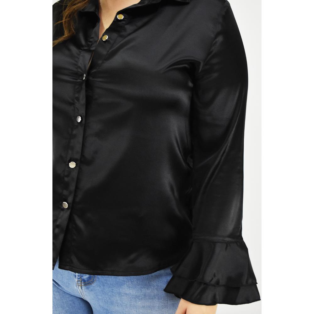 Foto 5 pulgar | Blusa Manga Poeta Roman Fashion /tallas Extras, 1010 (negro) Negro