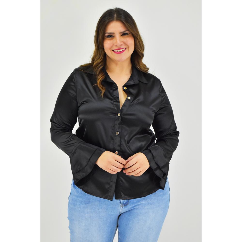 Foto 6 pulgar | Blusa Manga Poeta Roman Fashion /tallas Extras, 1010 (negro) Negro
