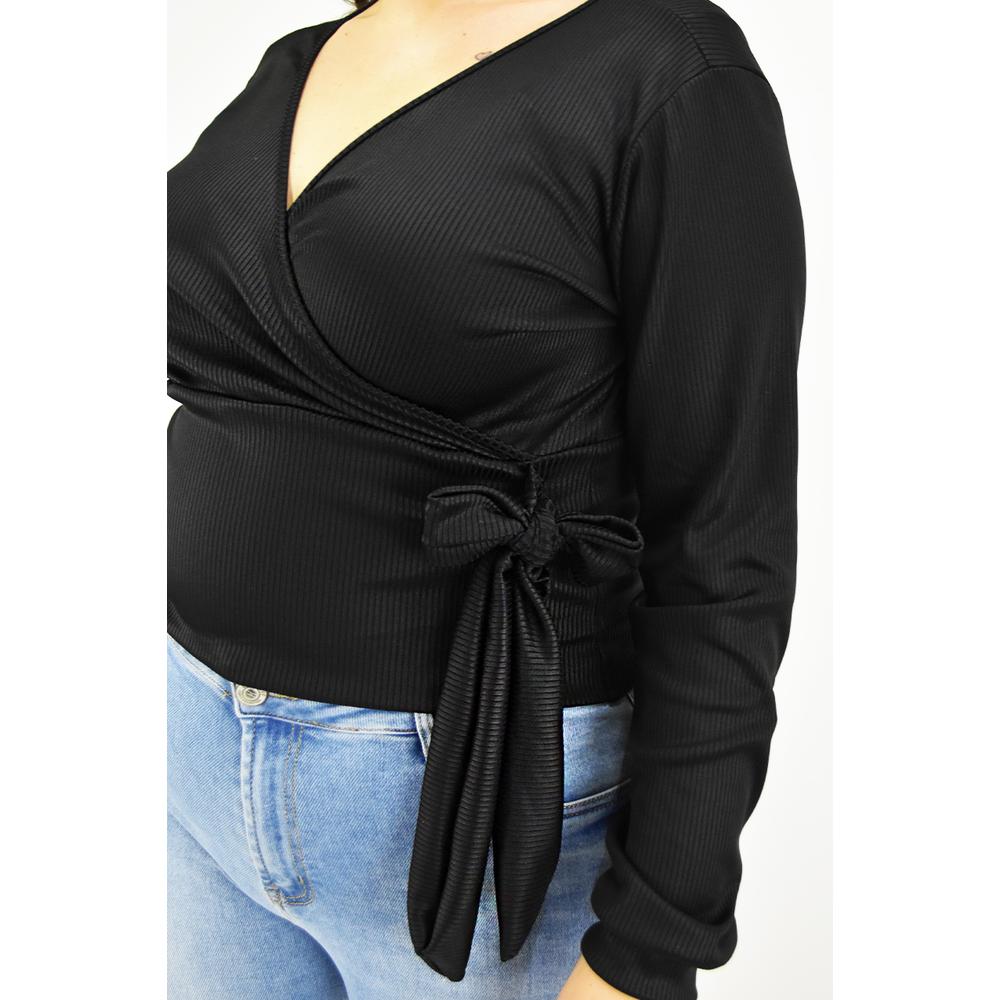 Foto 4 | Blusa Escote Cruzado Roman Fashion Tallas Extras Negra