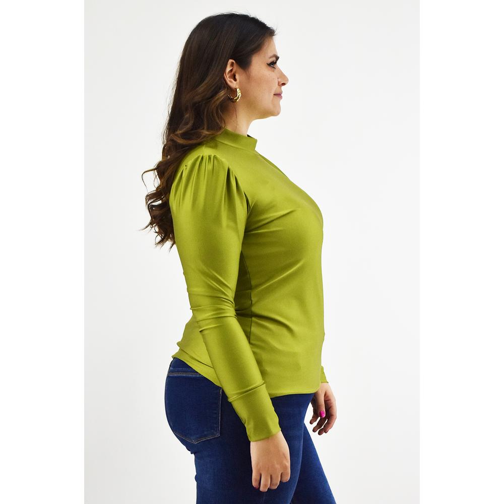 Foto 2 | Blusa de Satín Roman Fashion 1802 Verde Lima Tallas Extras