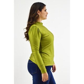 Foto 2 | Blusa de Satín Roman Fashion 1802 Verde Lima Tallas Extras