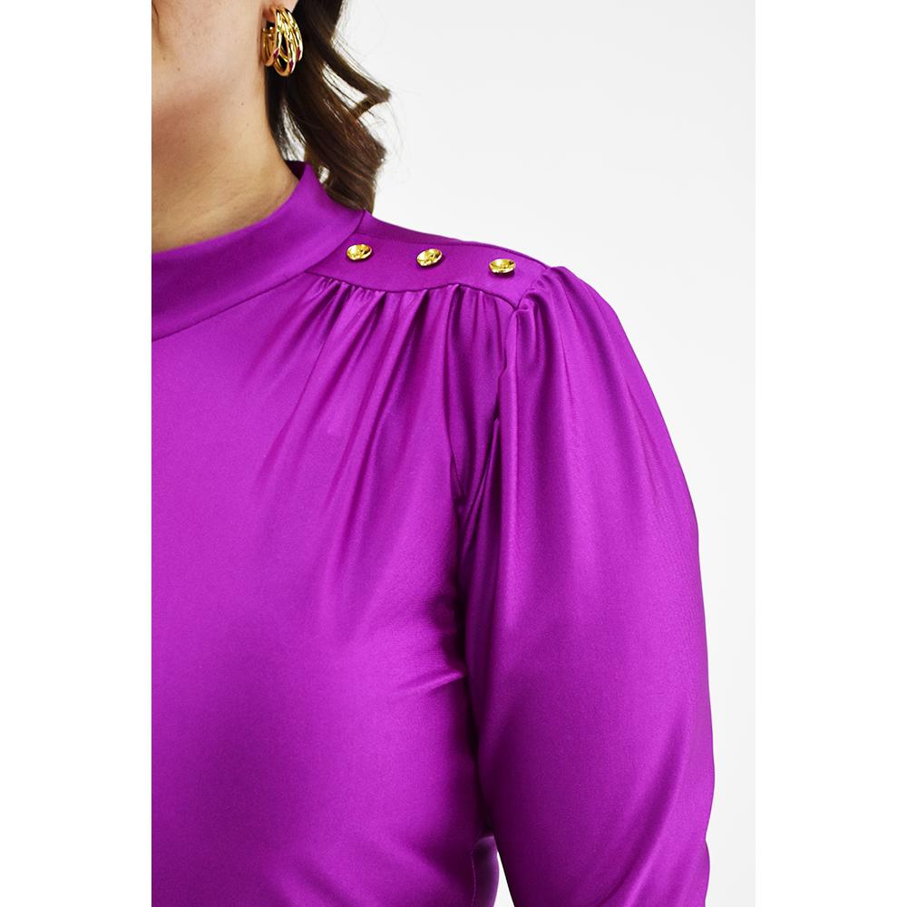 Foto 5 pulgar | Blusa de Satín Tallas Extras Roman Fashion Magenta