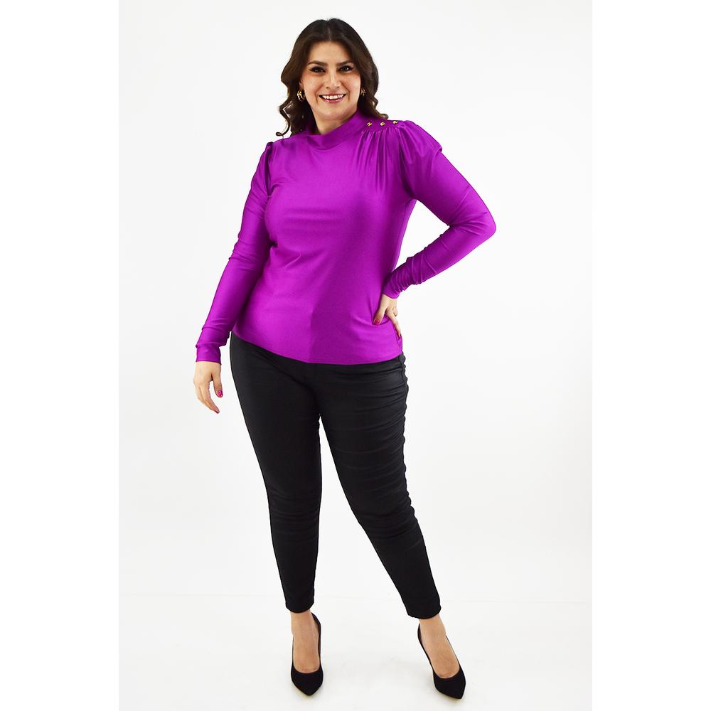 Foto 5 | Blusa de Satín Tallas Extras Roman Fashion Magenta