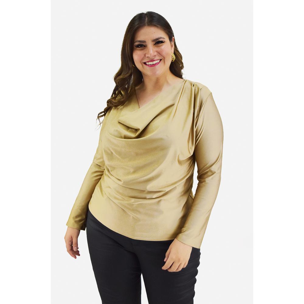 Blusa de Satín Roman Fashion Dorada para Mujer