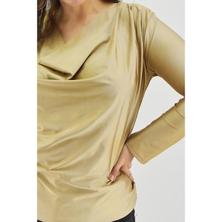 Foto 4 | Blusa de Satín Roman Fashion Dorada para Mujer