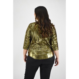 Foto 3 | Blusa Plisada Roman Fashion Dorada Tallas Extras para Mujer