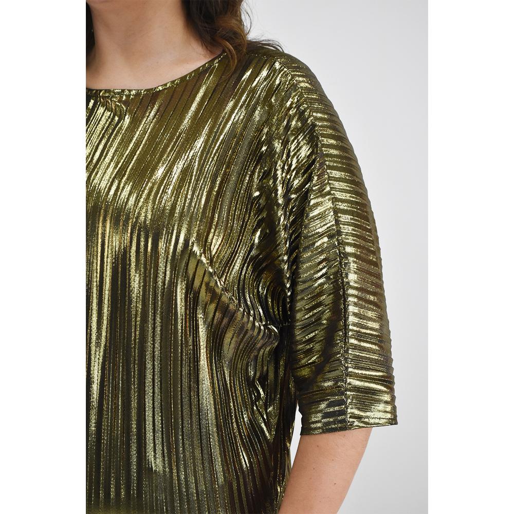 Foto 4 | Blusa Plisada Roman Fashion Dorada Tallas Extras para Mujer