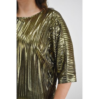 Foto 4 | Blusa Plisada Roman Fashion Dorada Tallas Extras para Mujer