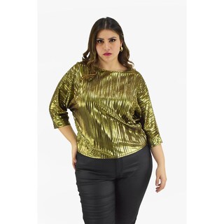 Foto 5 | Blusa Plisada Roman Fashion Dorada Tallas Extras para Mujer