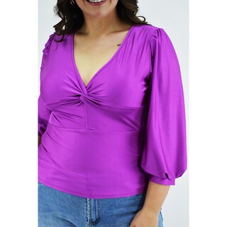 Foto 4 | Blusa de Satín con Nudo Roman Fashion Tallas Extras 1839 Violeta