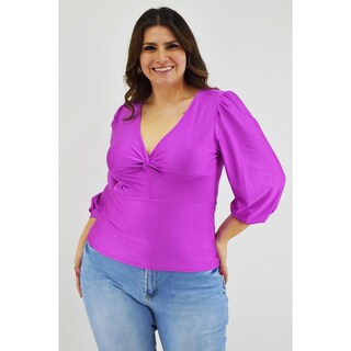 Foto 5 | Blusa de Satín con Nudo Roman Fashion Tallas Extras 1839 Violeta