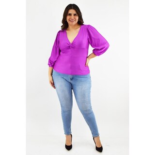 Foto 6 | Blusa de Satín con Nudo Roman Fashion Tallas Extras 1839 Violeta