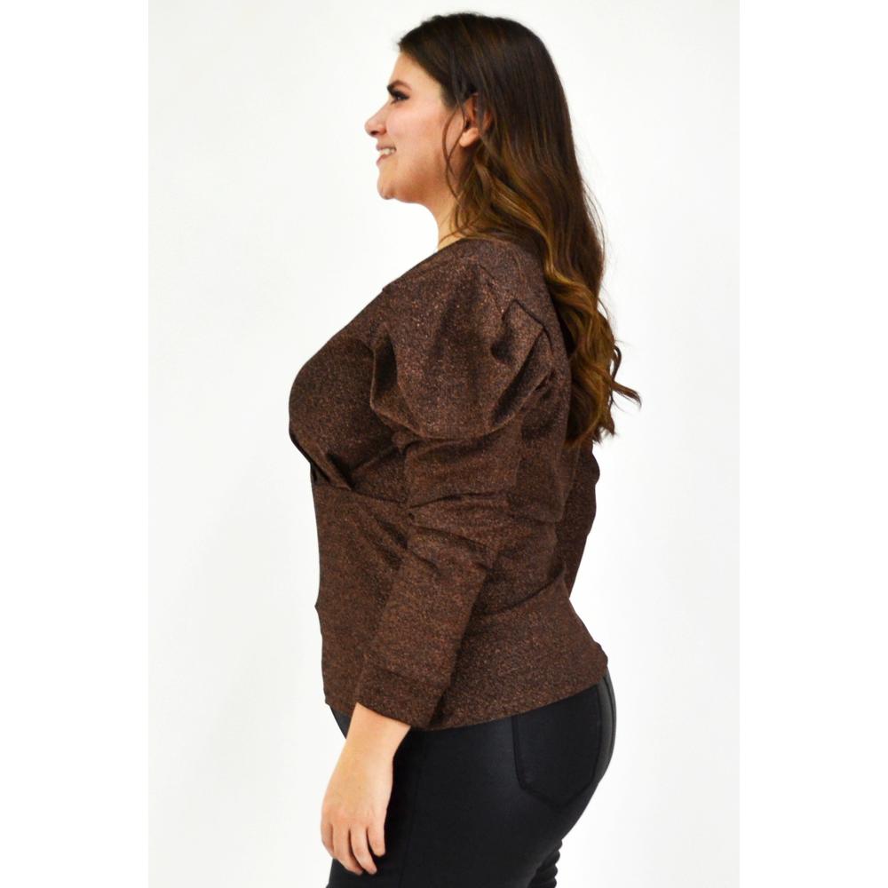 Foto 3 pulgar | Blusa Glitter Roman Fashion Cobre Tallas Extras