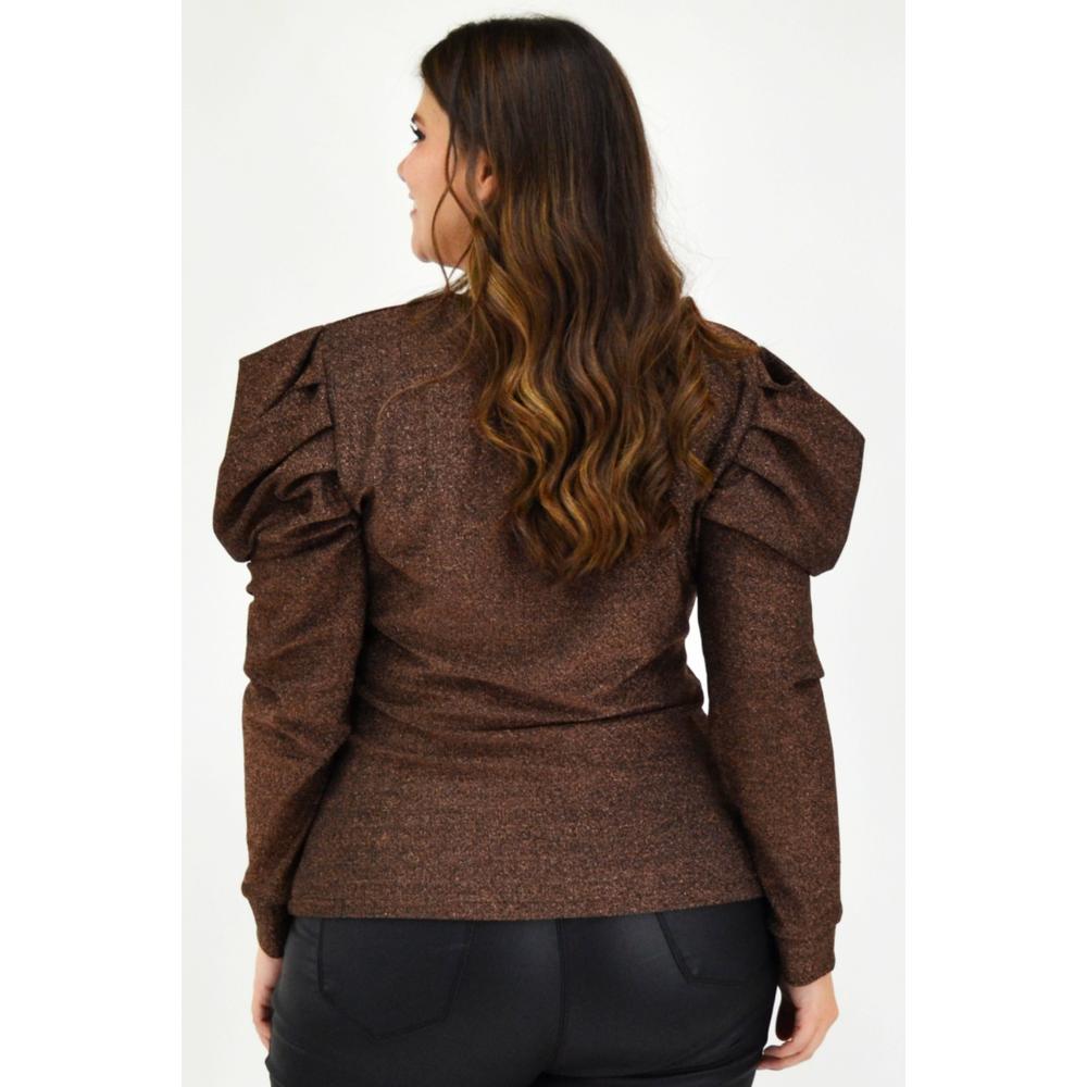 Foto 4 pulgar | Blusa Glitter Roman Fashion Cobre Tallas Extras