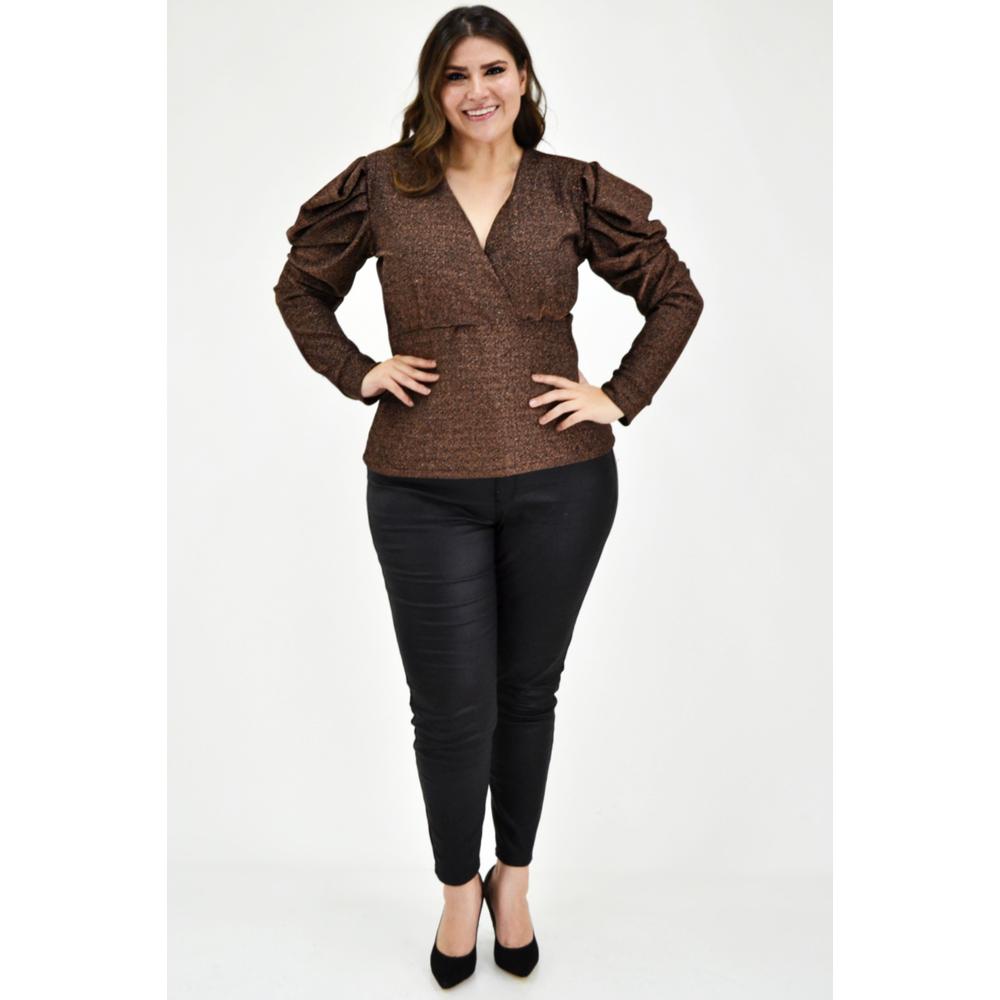 Foto 7 pulgar | Blusa Glitter Roman Fashion Cobre Tallas Extras