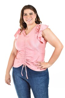 Foto 1 | Blusa Con Jareta Roman Fashion /tallas Extras, 1779 (rosa) Rosa