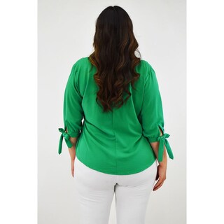 Foto 4 | Blusa con Moño en Manga Roman Fashion Tallas Extras 2294 Verde