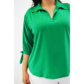 Foto 5 | Blusa con Moño en Manga Roman Fashion Tallas Extras 2294 Verde