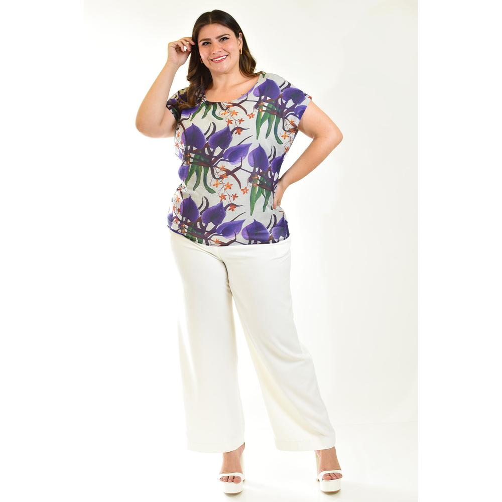 Foto 6 pulgar | Blusa Estampada Román Fashion Tallas Extras Estampado Lila para Mujer