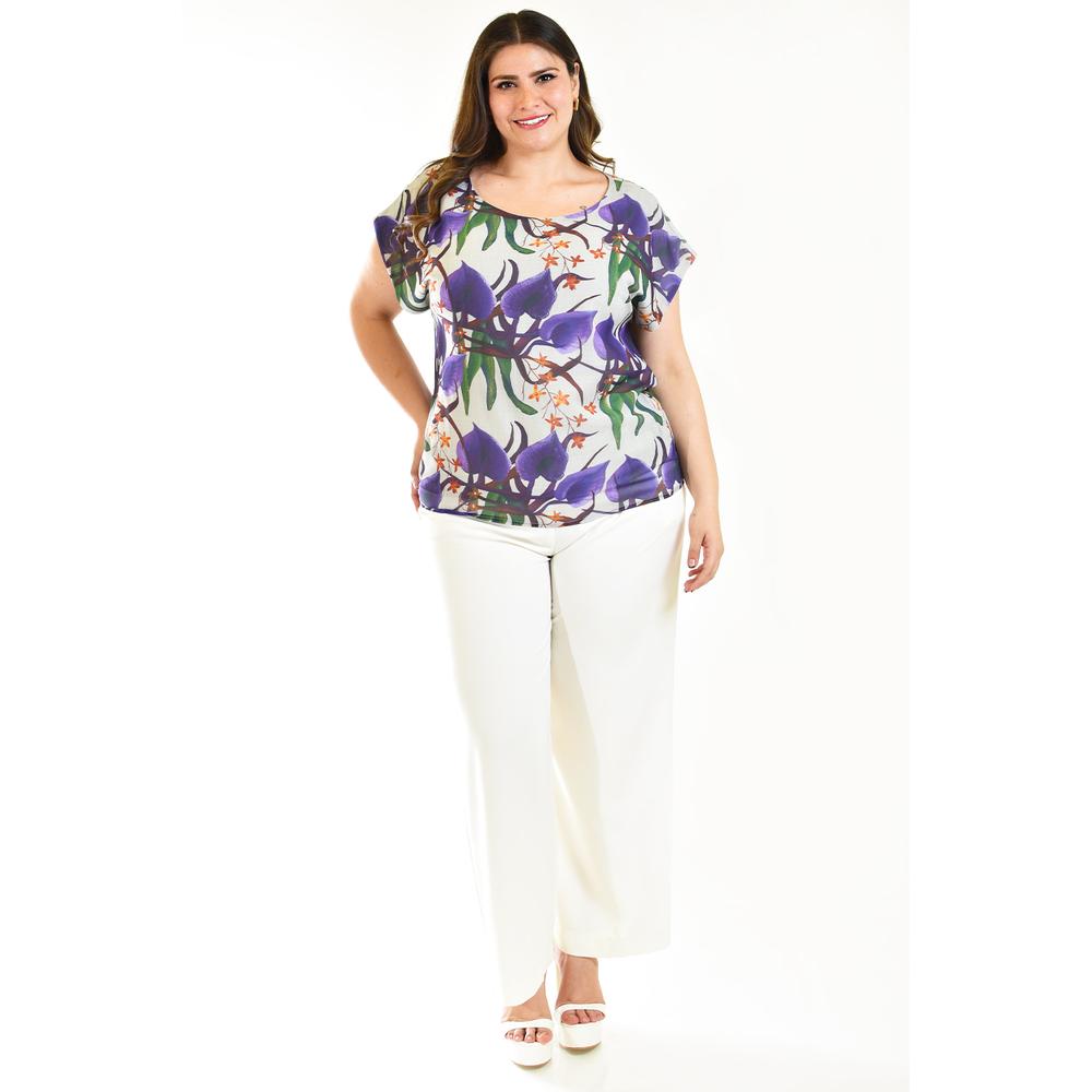 Foto 7 pulgar | Blusa Estampada Román Fashion Tallas Extras Estampado Lila para Mujer