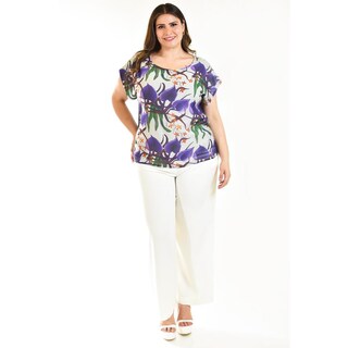 Foto 6 | Blusa Estampada Román Fashion Tallas Extras Estampado Lila para Mujer