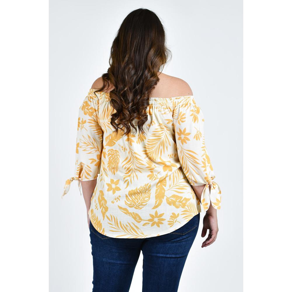Foto 4 pulgar | Blusa Escote Campesino Roman Fashion Tallas Extras Blanco con Beige para Mujer