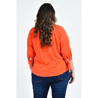 Foto 3 | Blusa con Moño en Manga Roman Fashion Tallas Extras Naranja para Mujer