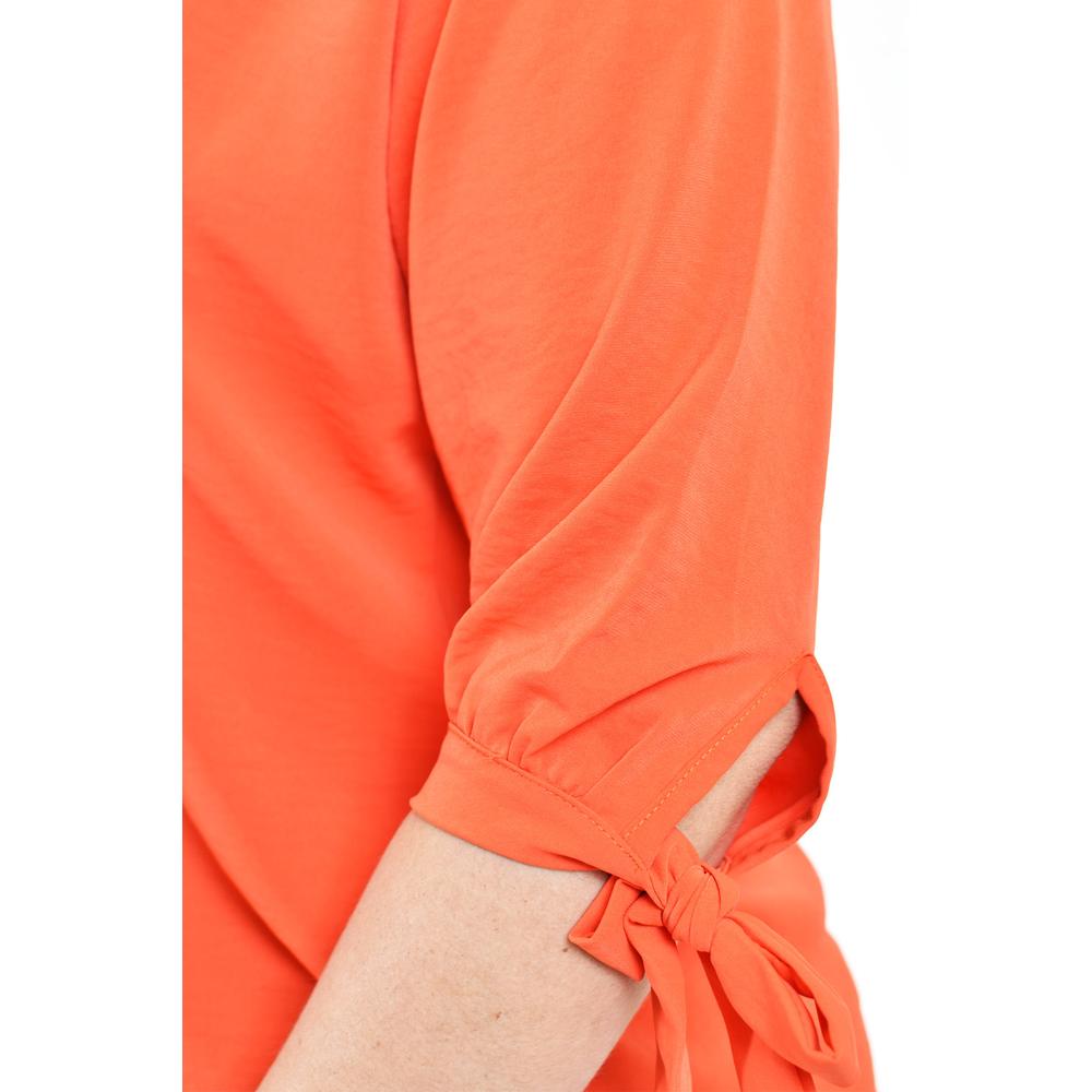Foto 5 pulgar | Blusa con Moño en Manga Roman Fashion Tallas Extras Naranja para Mujer