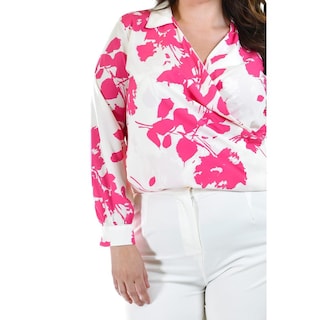 Foto 4 | Blusa Escote Cruzado Roman Fashion Tallas Extras Fucsia para Mujer