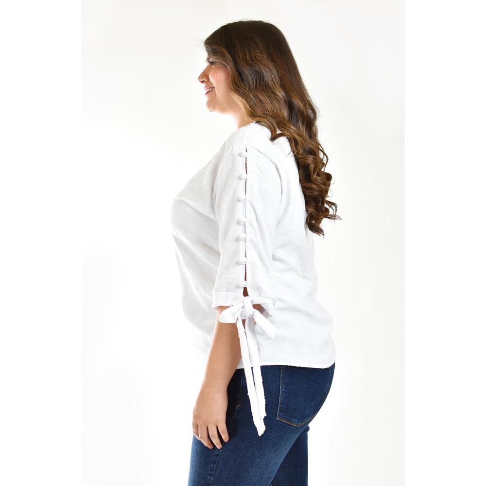 Foto 3 pulgar | Blusa con Detalle de Perlas Roman Fashion Tallas Extras Blanca para Mujer