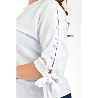 Foto 4 | Blusa con Detalle de Perlas Roman Fashion Tallas Extras Blanca para Mujer