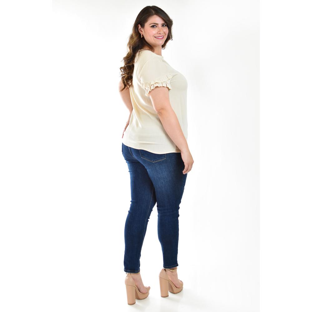 Foto 4 pulgar | Blusa Manga Doble Holán Roman Fashion Beige Tallas Extras para Mujer