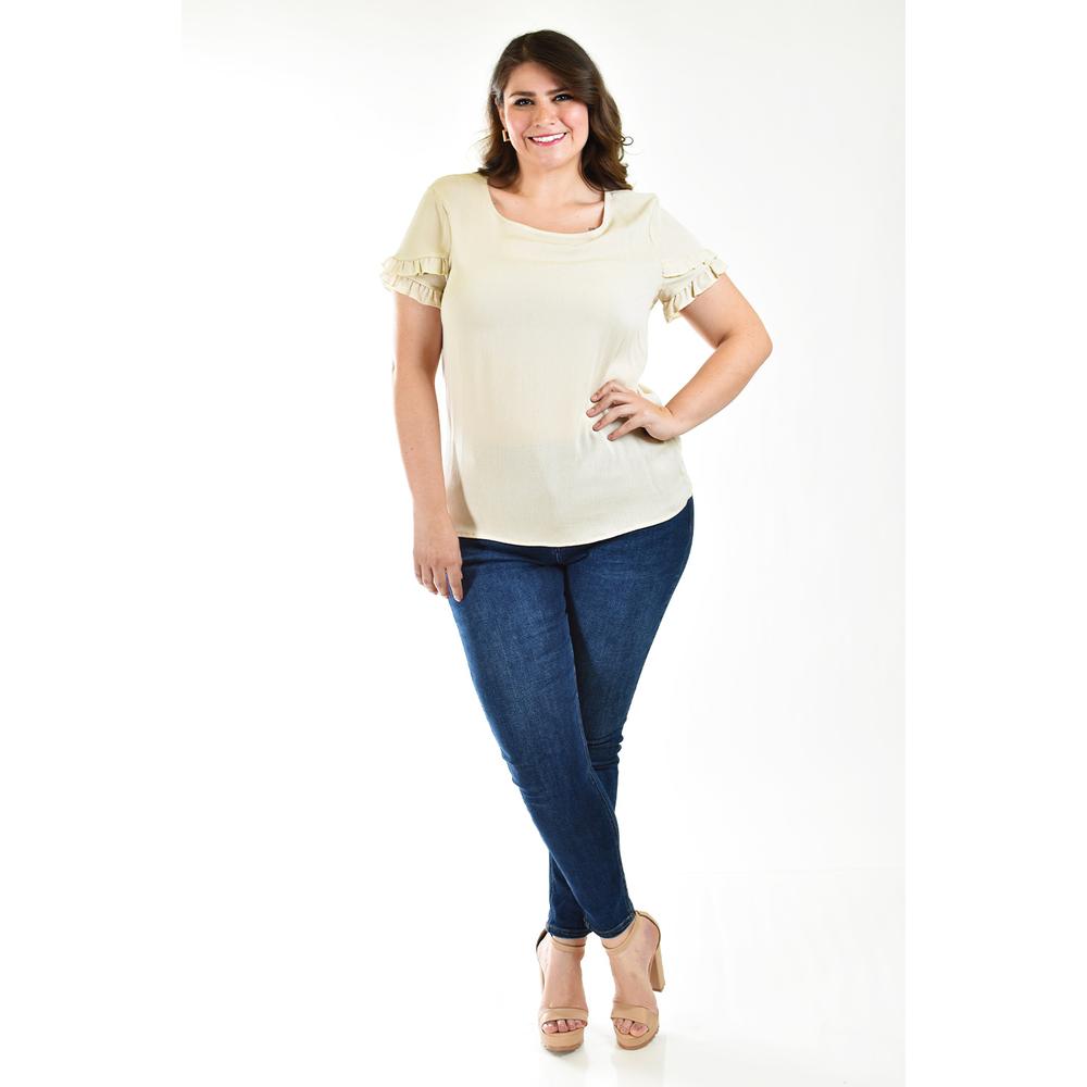 Foto 7 pulgar | Blusa Manga Doble Holán Roman Fashion Beige Tallas Extras para Mujer