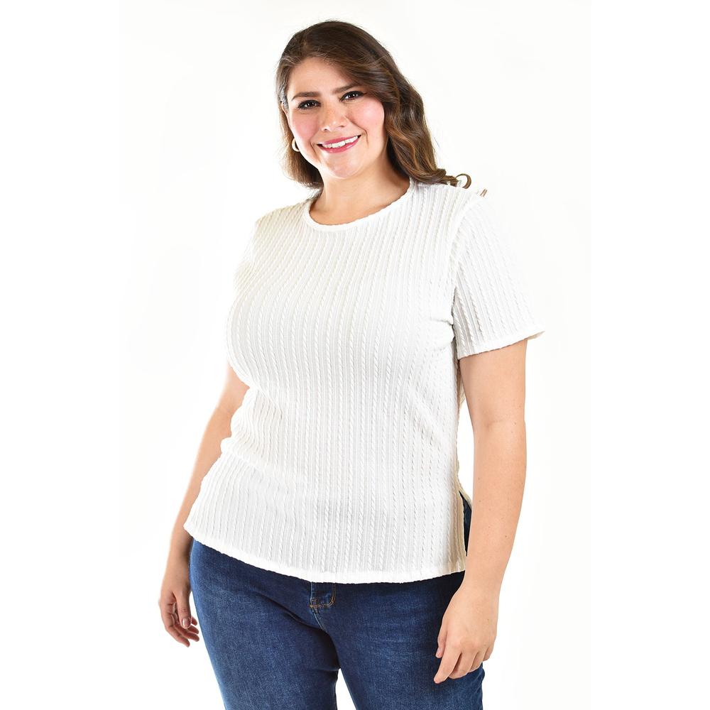 Foto 2 pulgar | Blusa Asimétrica Roman Fashion Blanca Tallas Extras para Mujer