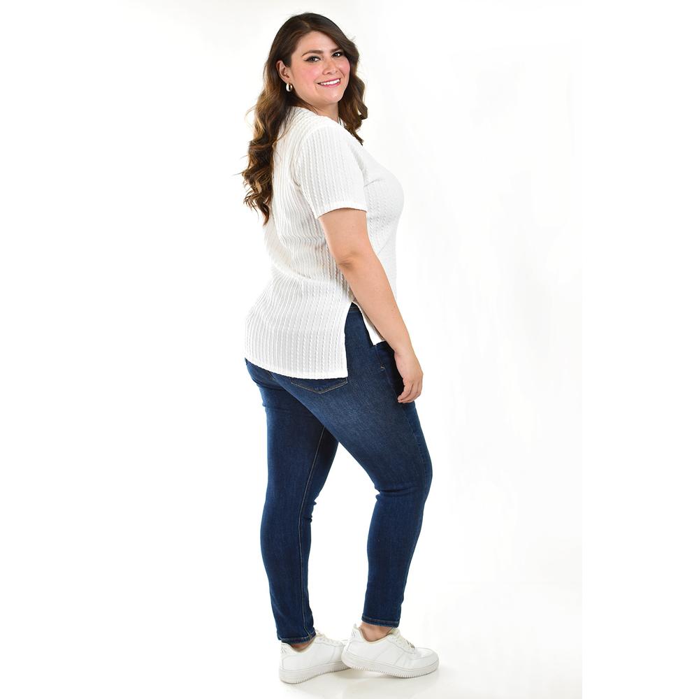 Foto 3 pulgar | Blusa Asimétrica Roman Fashion Blanca Tallas Extras para Mujer