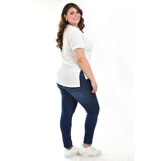 Foto 2 | Blusa Asimétrica Roman Fashion Blanca Tallas Extras para Mujer