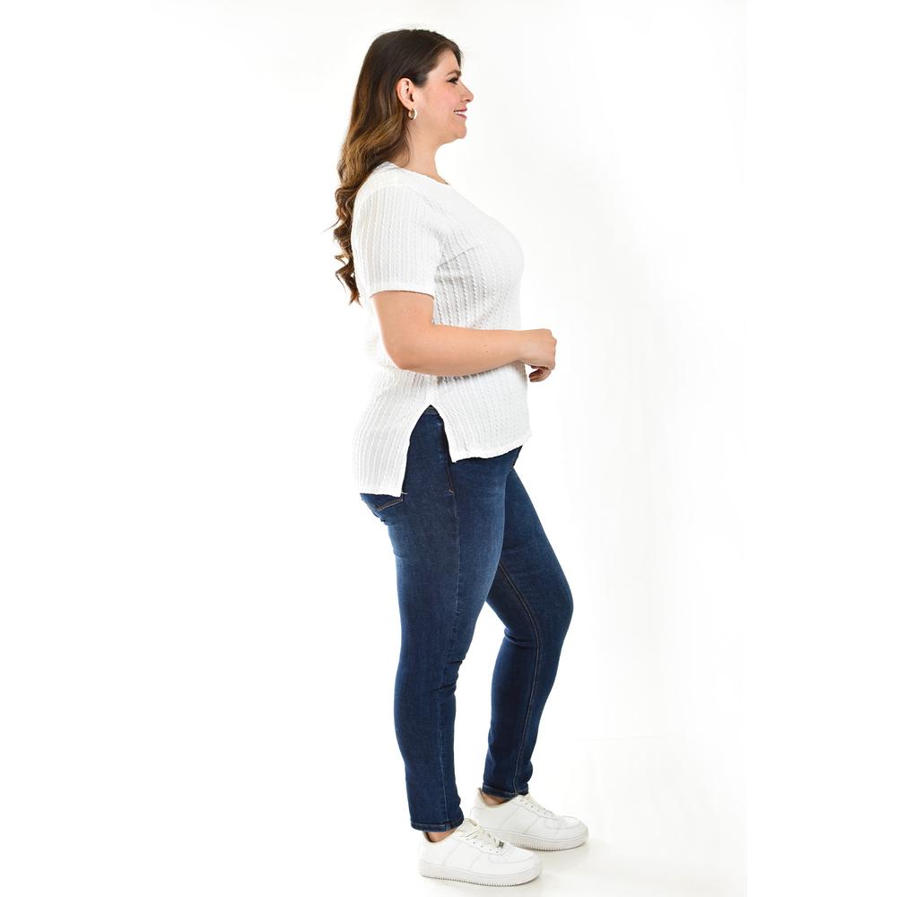 Foto 4 pulgar | Blusa Asimétrica Roman Fashion Blanca Tallas Extras para Mujer