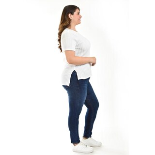 Foto 3 | Blusa Asimétrica Roman Fashion Blanca Tallas Extras para Mujer