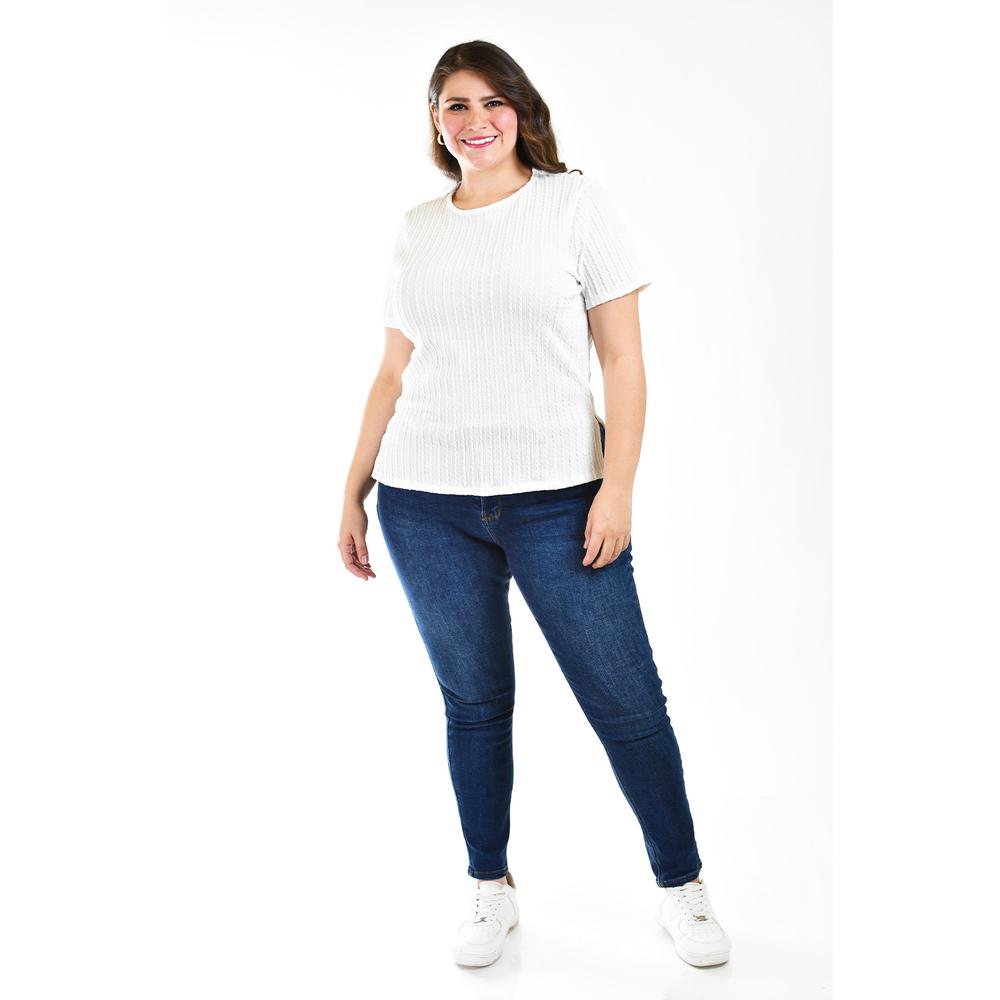 Foto 6 pulgar | Blusa Asimétrica Roman Fashion Blanca Tallas Extras para Mujer