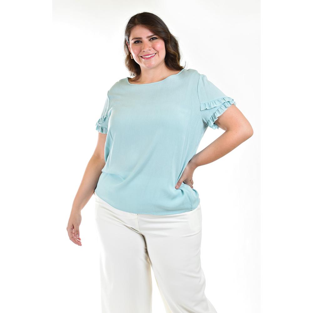 Foto 2 pulgar | Blusa Roman Fashion Azul Tallas Extras para Mujer