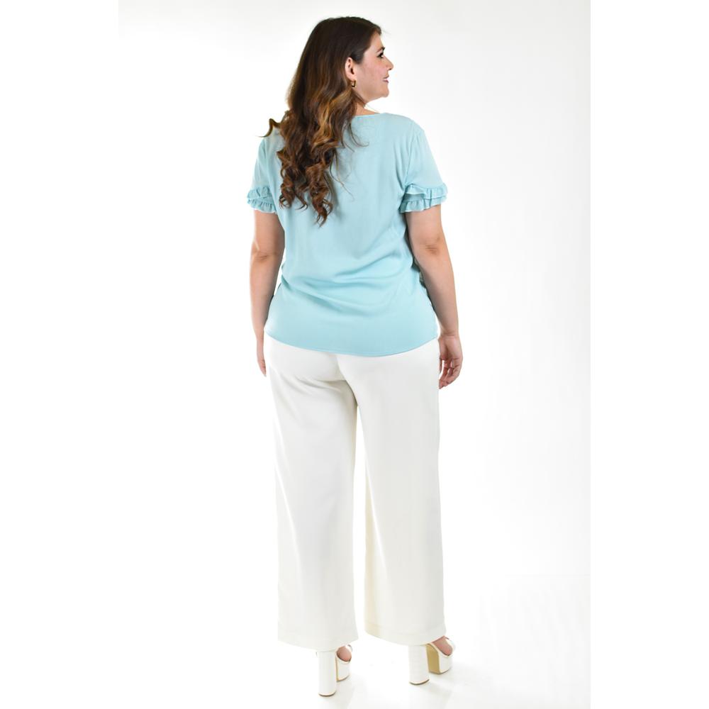 Foto 4 pulgar | Blusa Roman Fashion Azul Tallas Extras para Mujer