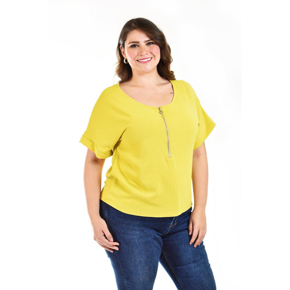 Foto 2 pulgar | Blusa con Cierre Roman Fashion Verde Lima para Mujer