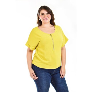 Foto 1 | Blusa con Cierre Roman Fashion Verde Lima para Mujer