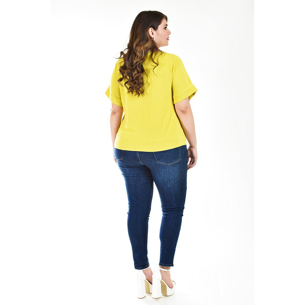 Foto 4 pulgar | Blusa con Cierre Roman Fashion Verde Lima para Mujer