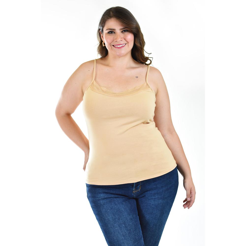 Foto 2 pulgar | Camiseta Básica de Tirantes Roman Fashion Nude Tallas Extras para Mujer
