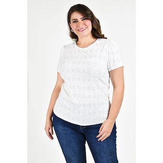 Foto 1 | Blusa Con Detalles Calados Roman Fashion /tallas Extras, 016 (blanco) Blanco