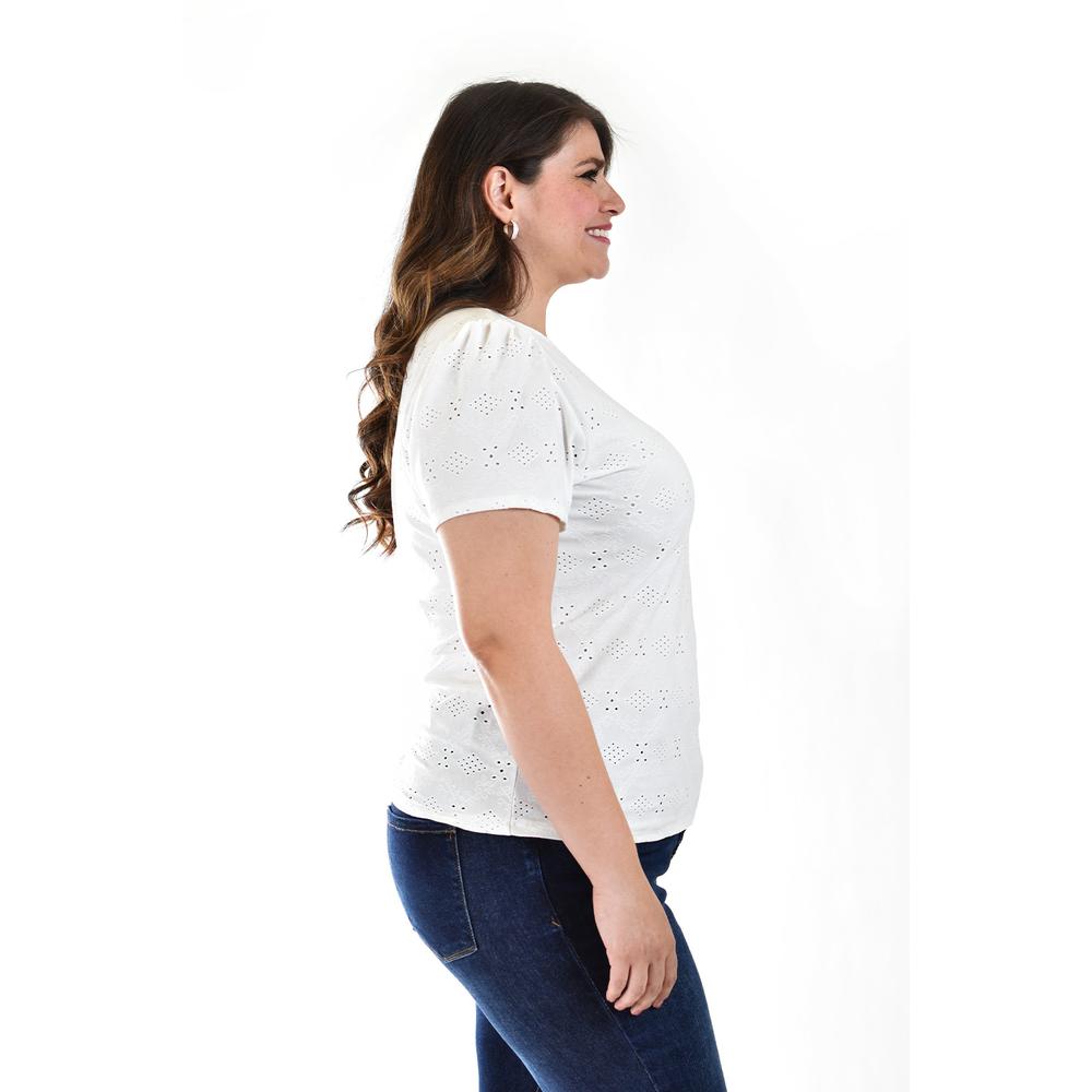 Foto 3 pulgar | Blusa Con Detalles Calados Roman Fashion /tallas Extras, 016 (blanco) Blanco