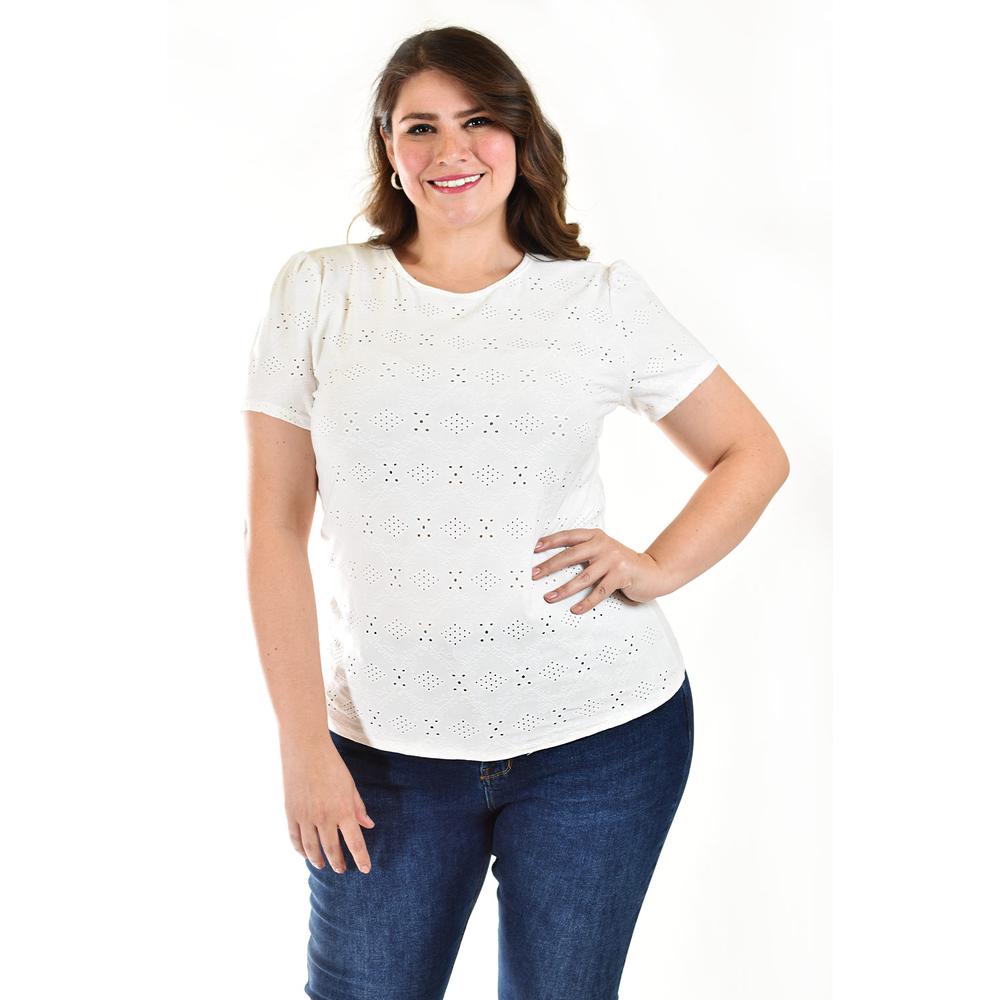 Foto 5 | Blusa Con Detalles Calados Roman Fashion /tallas Extras, 016 (blanco) Blanco