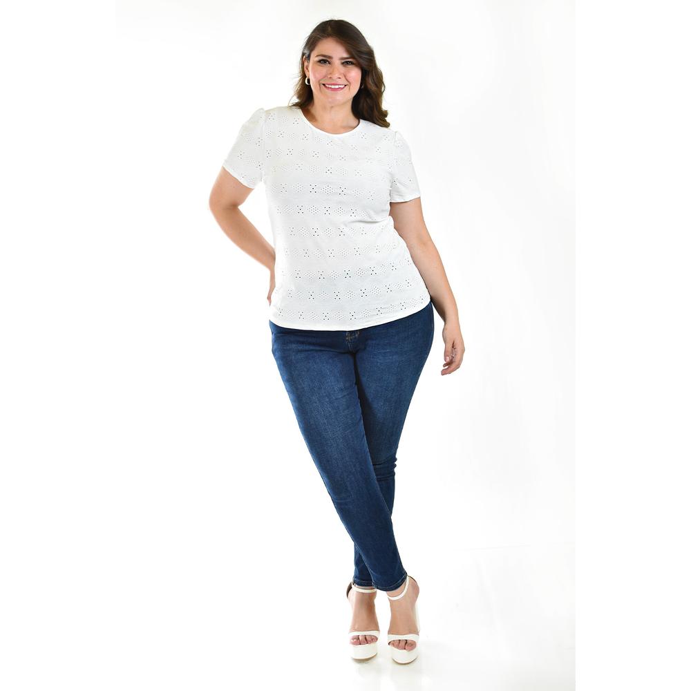 Foto 6 | Blusa Con Detalles Calados Roman Fashion /tallas Extras, 016 (blanco) Blanco